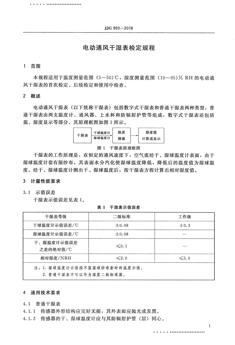 JJG993-2018電動(dòng)通風(fēng)干濕表檢定規(guī)程